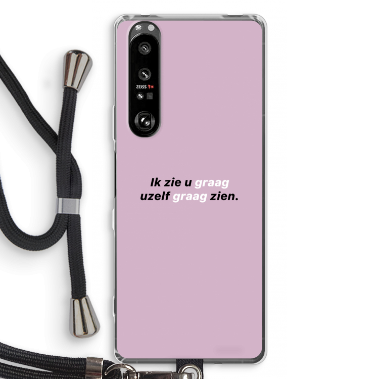uzelf graag zien: Sony Xperia 1 III Transparant Hoesje met koord