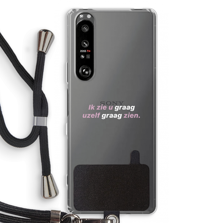 uzelf graag zien: Sony Xperia 1 III Transparant Hoesje met koord