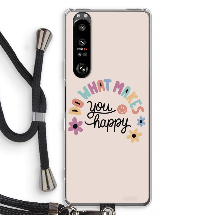 Happy days: Sony Xperia 1 III Transparant Hoesje met koord