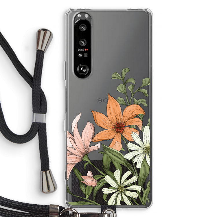 Floral bouquet: Sony Xperia 1 III Transparant Hoesje met koord