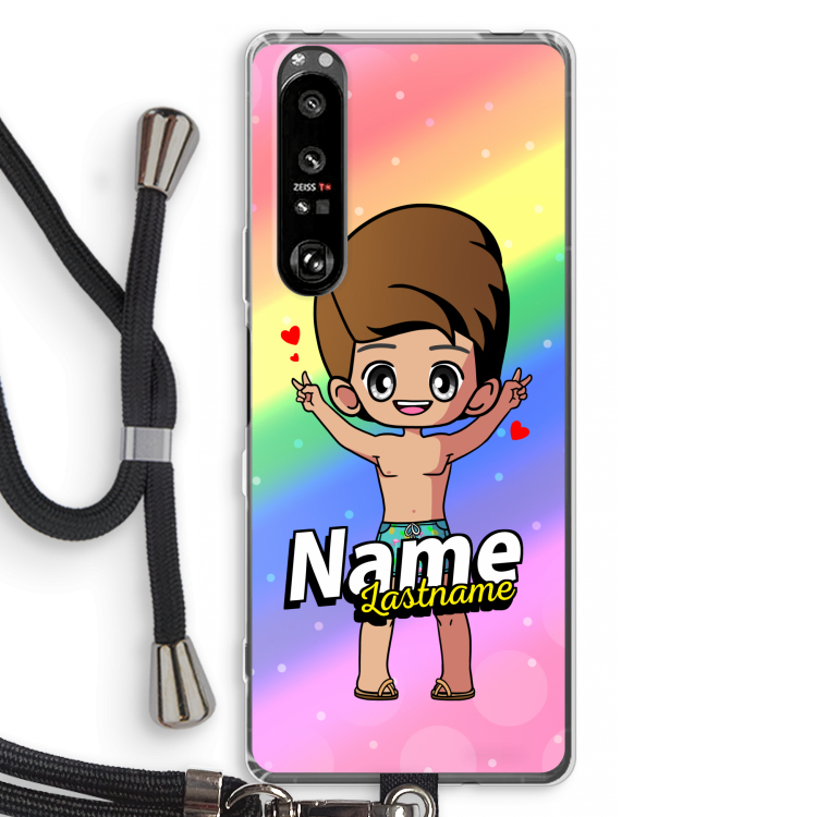 Chibi Maker man: Sony Xperia 1 III Transparant Hoesje met koord