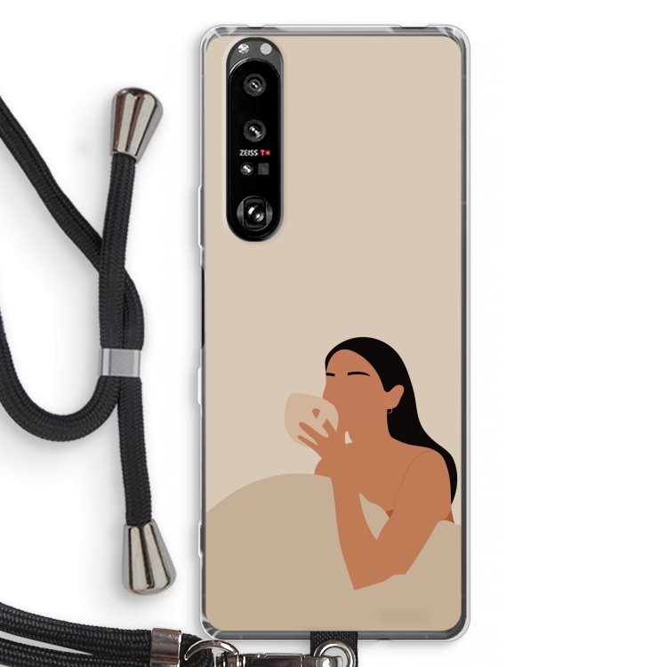 Fresh coffee: Sony Xperia 1 III Transparant Hoesje met koord