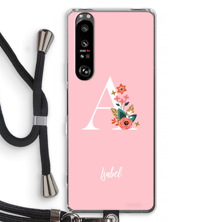 Pink Bouquet: Sony Xperia 1 III Transparant Hoesje met koord