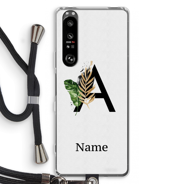 Charcoal Flora: Sony Xperia 1 III Transparant Hoesje met koord