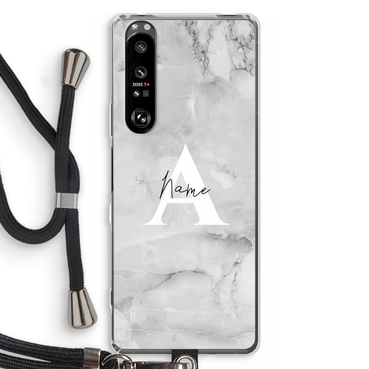 Ivory Marble: Sony Xperia 1 III Transparant Hoesje met koord