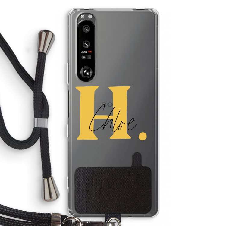 Amber Script: Sony Xperia 1 III Transparant Hoesje met koord