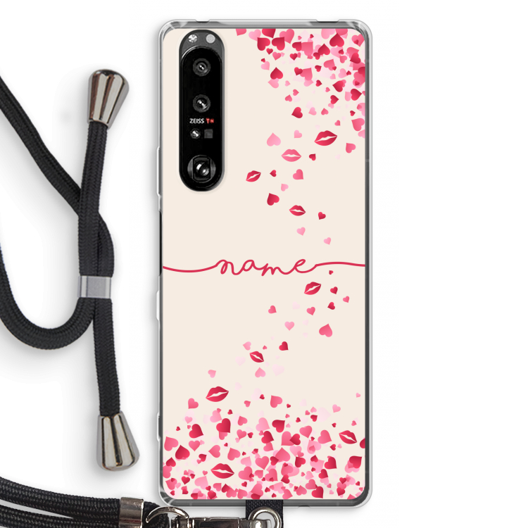 Hartjes en kusjes: Sony Xperia 1 III Transparant Hoesje met koord