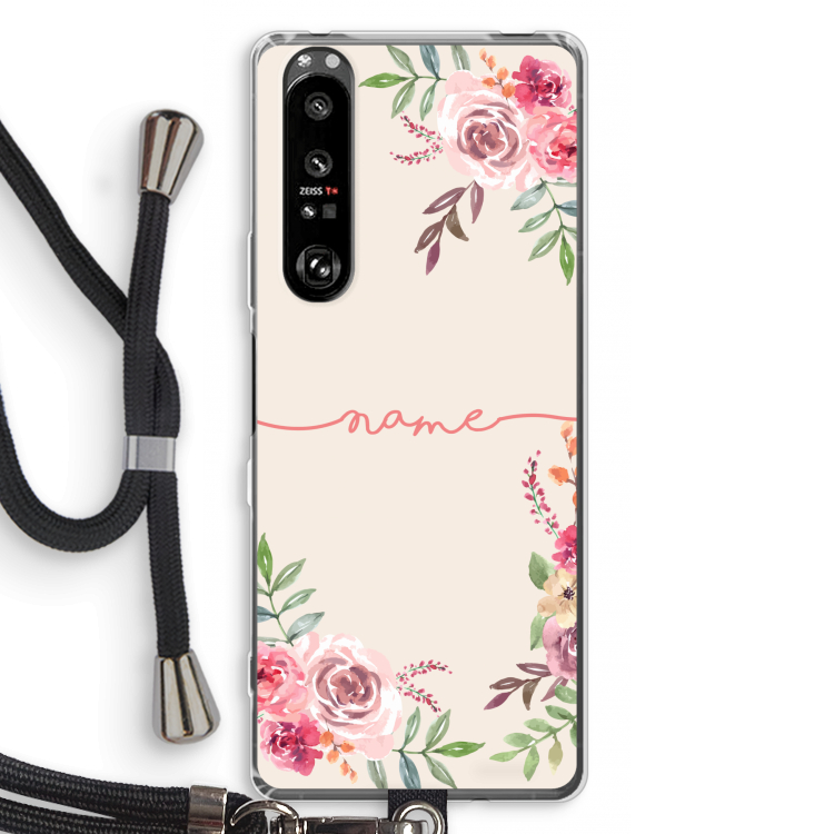 Rozen: Sony Xperia 1 III Transparant Hoesje met koord