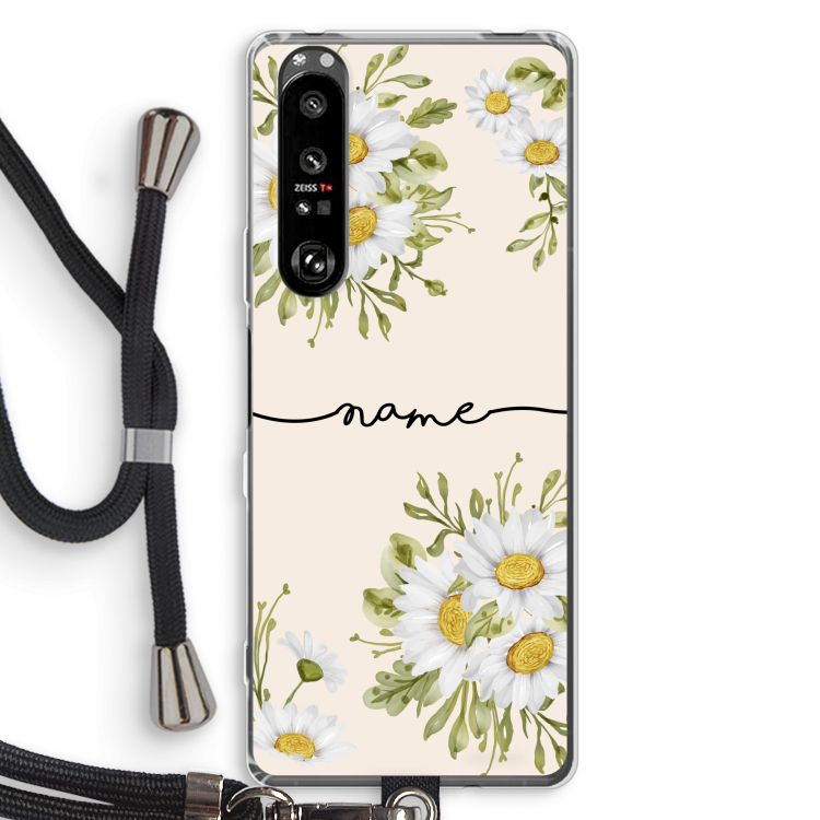Daisies: Sony Xperia 1 III Transparant Hoesje met koord