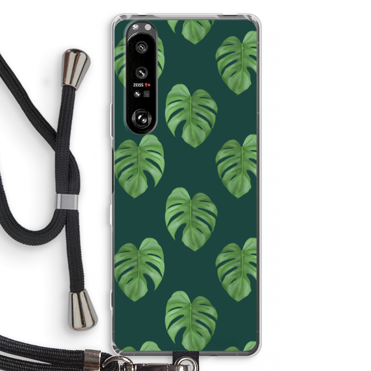 Monstera leaves: Sony Xperia 1 III Transparant Hoesje met koord