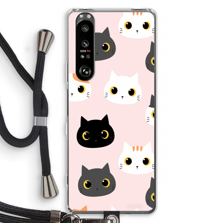Katten: Sony Xperia 1 III Transparant Hoesje met koord