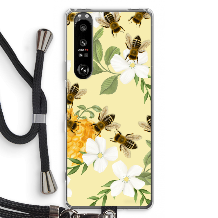 No flowers without bees: Sony Xperia 1 III Transparant Hoesje met koord