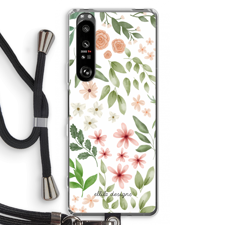 Botanical sweet flower heaven: Sony Xperia 1 III Transparant Hoesje met koord