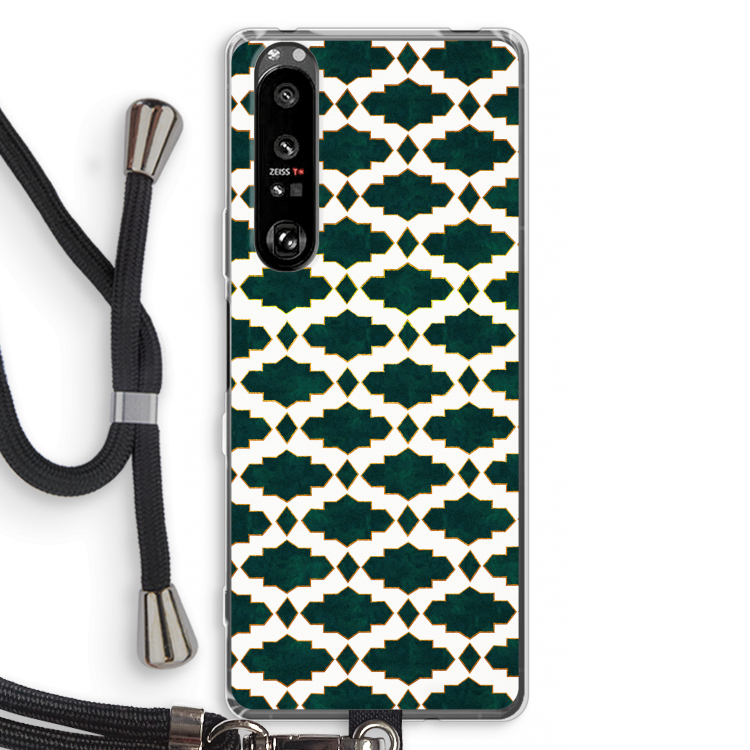 Moroccan tiles: Sony Xperia 1 III Transparant Hoesje met koord