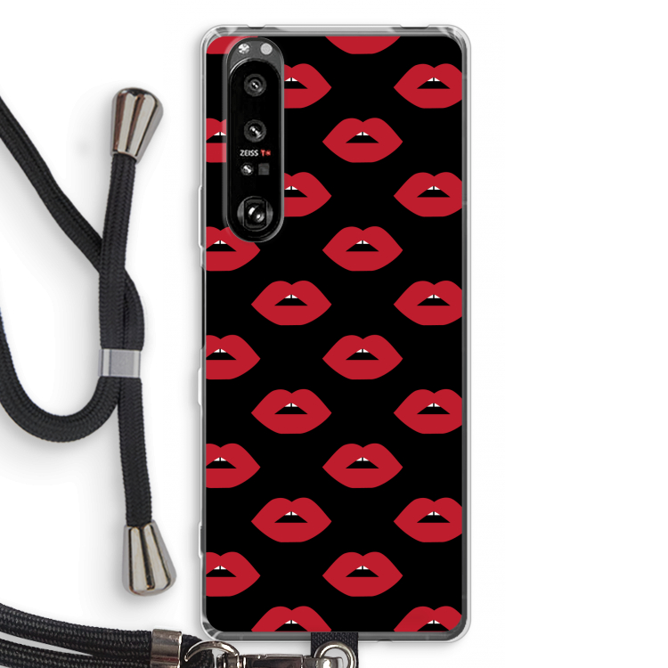 Lips: Sony Xperia 1 III Transparant Hoesje met koord