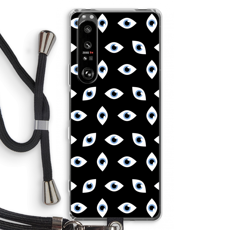 Eyes pattern: Sony Xperia 1 III Transparant Hoesje met koord