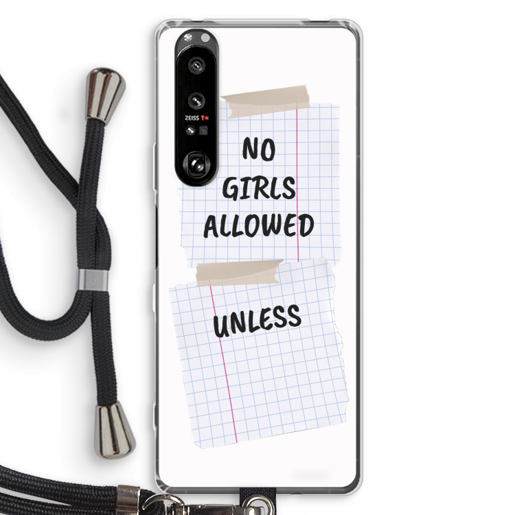 No Girls Allowed Unless: Sony Xperia 1 III Transparant Hoesje met koord