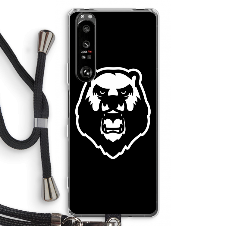 Angry Bear (black): Sony Xperia 1 III Transparant Hoesje met koord