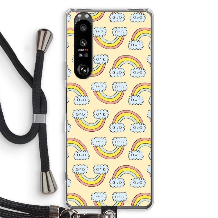Regenboog: Sony Xperia 1 III Transparant Hoesje met koord