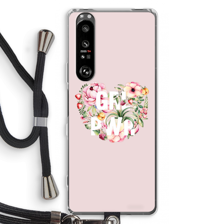 GRL PWR Flower: Sony Xperia 1 III Transparant Hoesje met koord