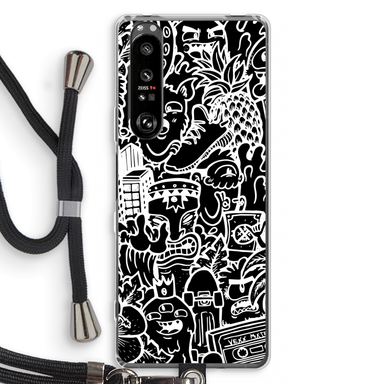 Vexx Black Mixtape: Sony Xperia 1 III Transparant Hoesje met koord