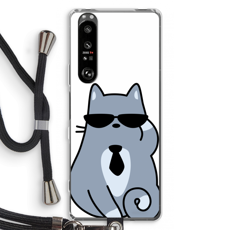 Cool cat: Sony Xperia 1 III Transparant Hoesje met koord