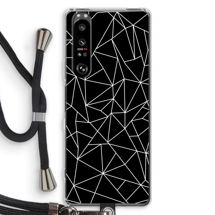 Geometrische lijnen wit: Sony Xperia 1 III Transparant Hoesje met koord
