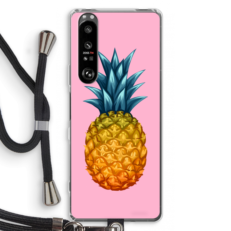 Grote ananas: Sony Xperia 1 III Transparant Hoesje met koord