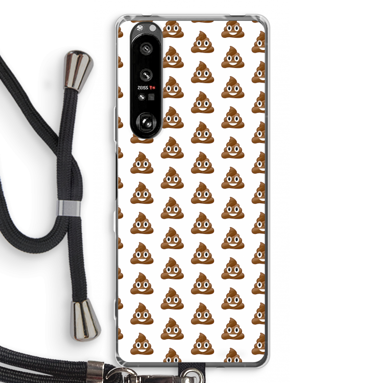 Poop emoji: Sony Xperia 1 III Transparant Hoesje met koord