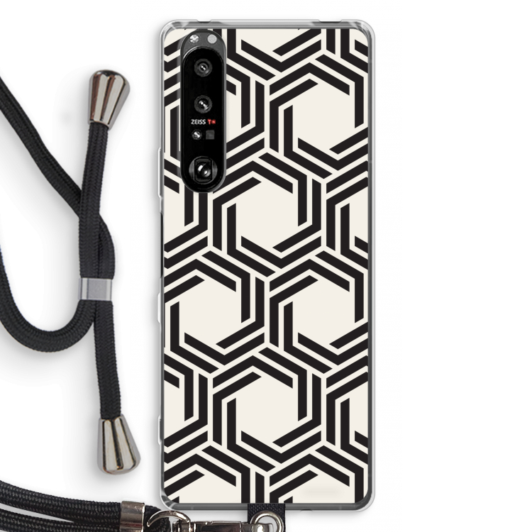Geometrisch patroon: Sony Xperia 1 III Transparant Hoesje met koord