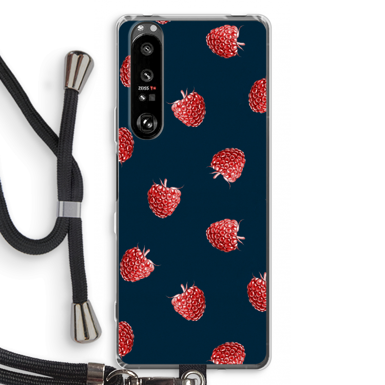 Framboosjes: Sony Xperia 1 III Transparant Hoesje met koord