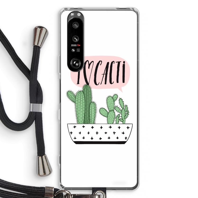 I love cacti: Sony Xperia 1 III Transparant Hoesje met koord