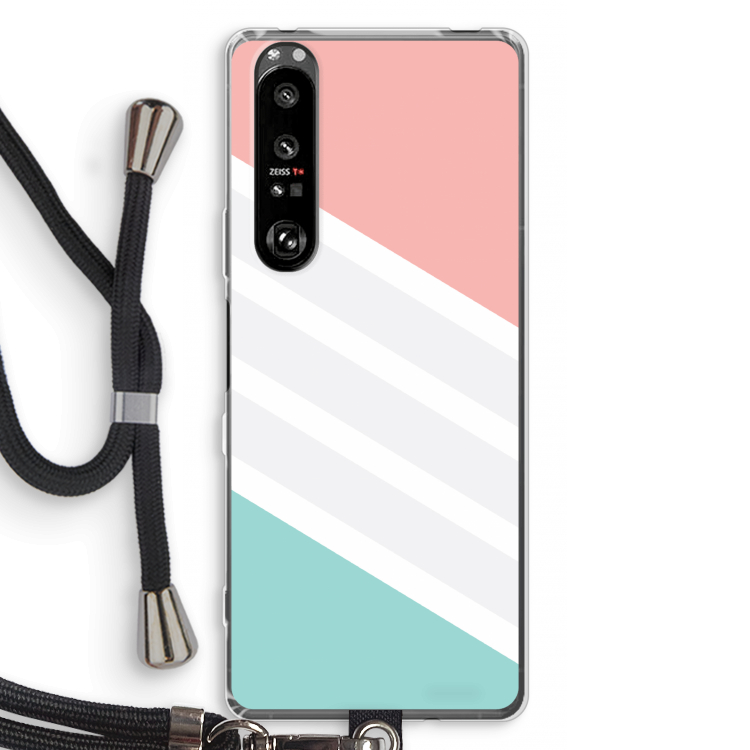 Strepen pastel: Sony Xperia 1 III Transparant Hoesje met koord