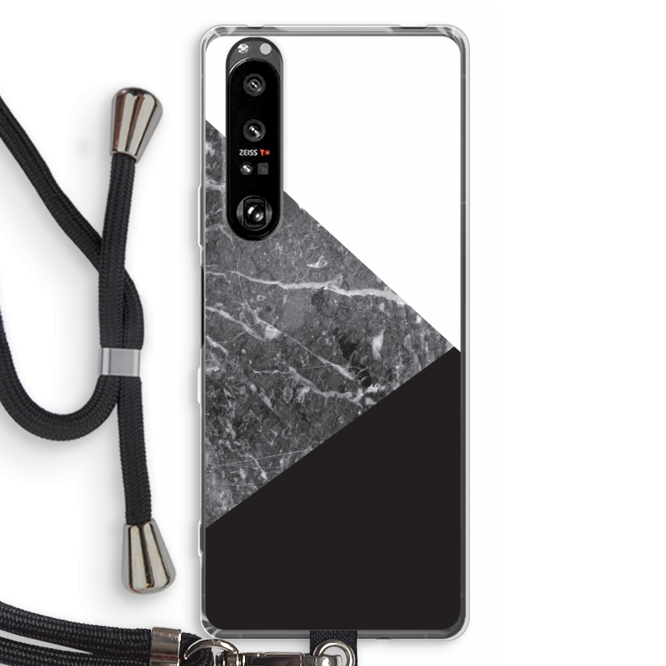 Combinatie marmer: Sony Xperia 1 III Transparant Hoesje met koord