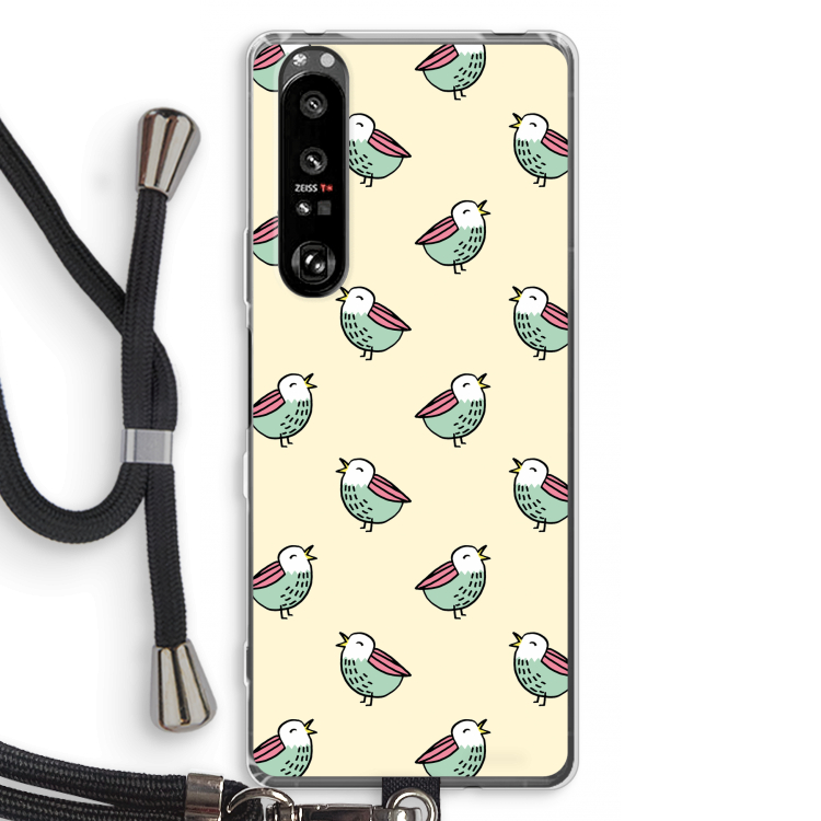 Vogeltjes: Sony Xperia 1 III Transparant Hoesje met koord