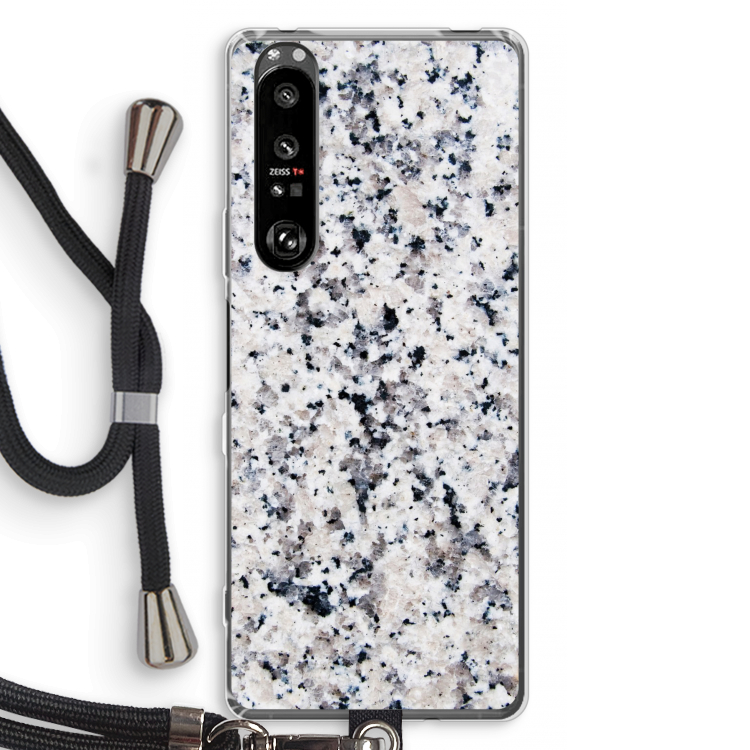 Gespikkelde marmer: Sony Xperia 1 III Transparant Hoesje met koord
