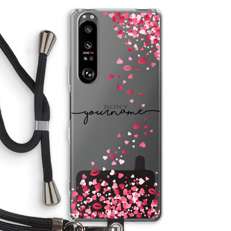 Hartjes en kusjes: Sony Xperia 1 III Transparant Hoesje met koord