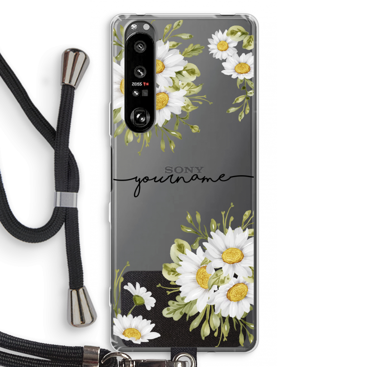 Daisies: Sony Xperia 1 III Transparant Hoesje met koord