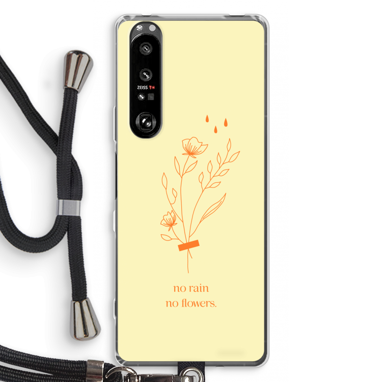 No rain no flowers: Sony Xperia 1 III Transparant Hoesje met koord