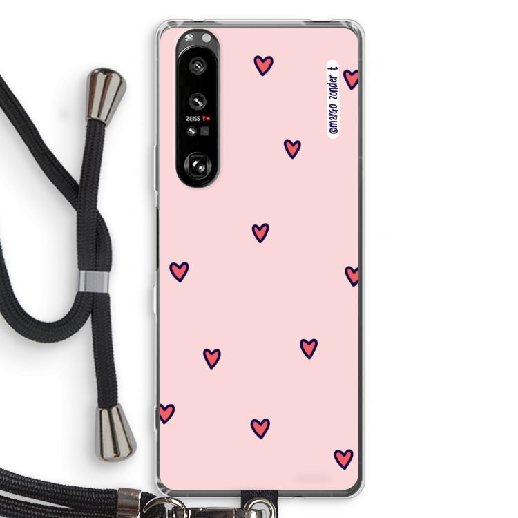 Hartjes: Sony Xperia 1 III Transparant Hoesje met koord