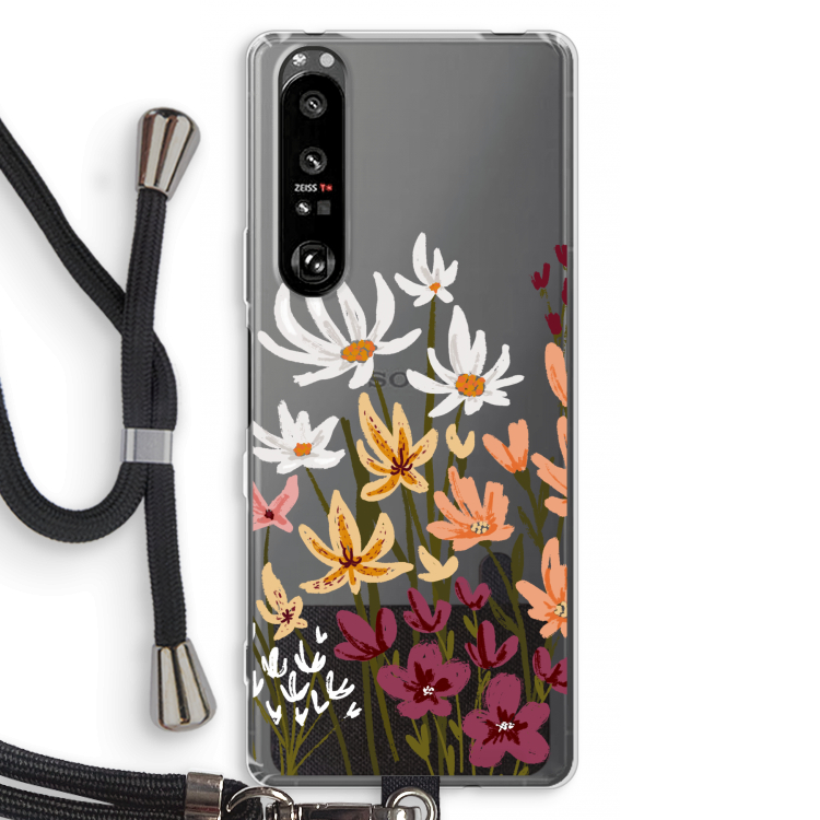 Painted wildflowers: Sony Xperia 1 III Transparant Hoesje met koord