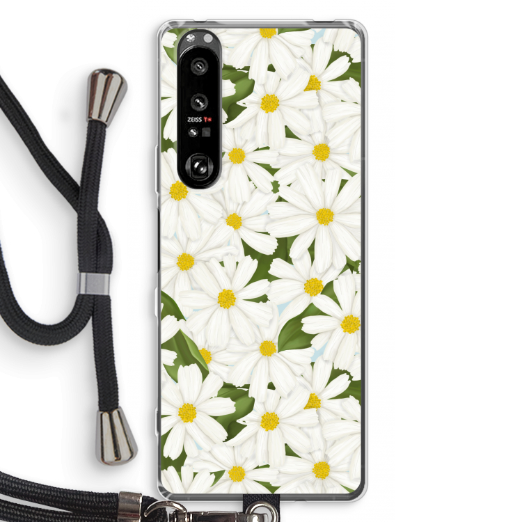 Summer Daisies: Sony Xperia 1 III Transparant Hoesje met koord