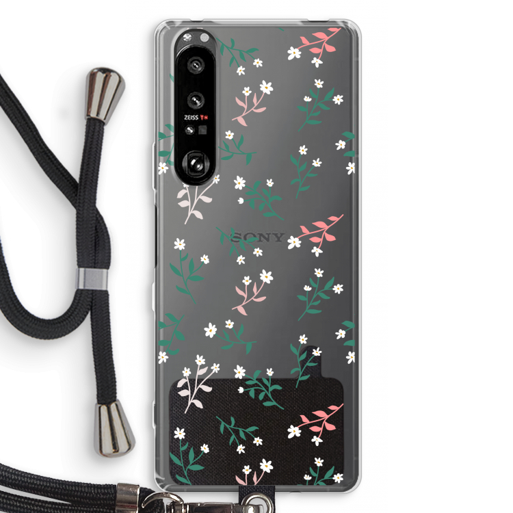Small white flowers: Sony Xperia 1 III Transparant Hoesje met koord