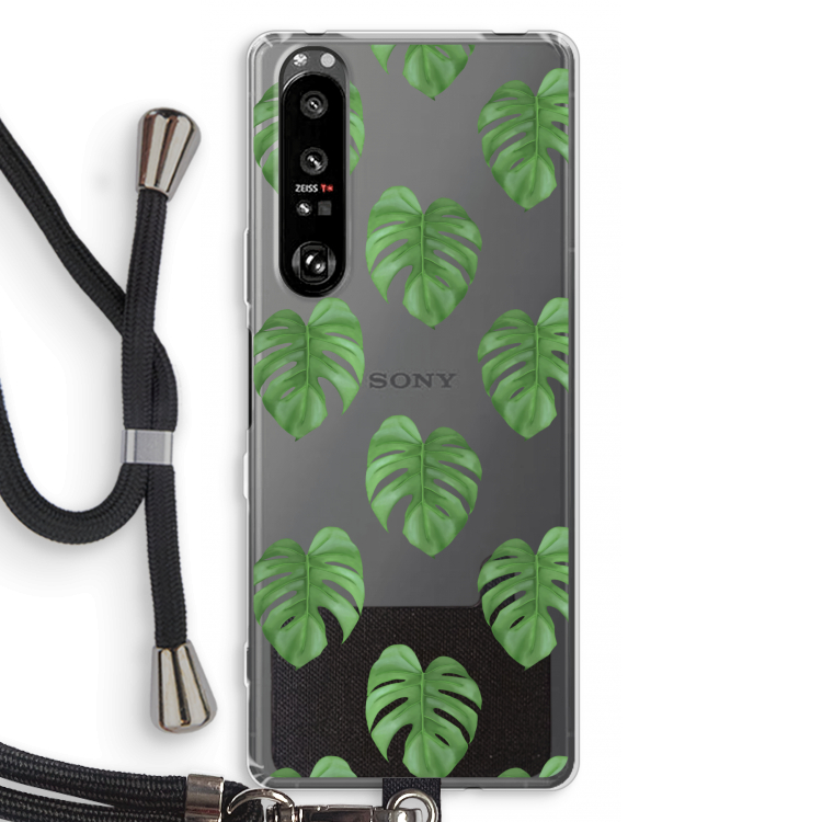 Monstera leaves: Sony Xperia 1 III Transparant Hoesje met koord