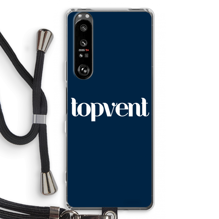 Topvent Navy: Sony Xperia 1 III Transparant Hoesje met koord