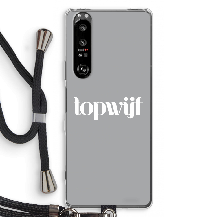 Topwijf Grijs Wit: Sony Xperia 1 III Transparant Hoesje met koord
