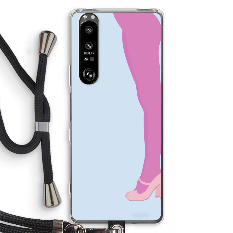 Pink panty: Sony Xperia 1 III Transparant Hoesje met koord