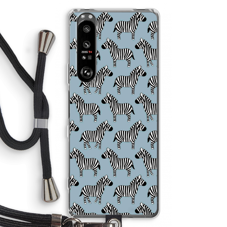 Zebra: Sony Xperia 1 III Transparant Hoesje met koord