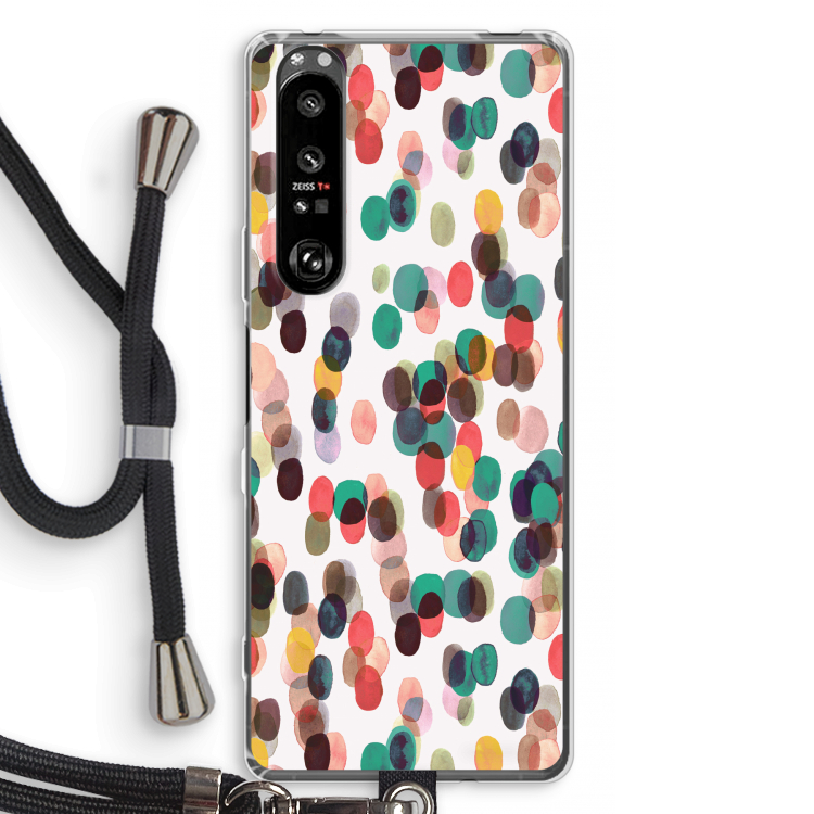 Tropical Dots: Sony Xperia 1 III Transparant Hoesje met koord