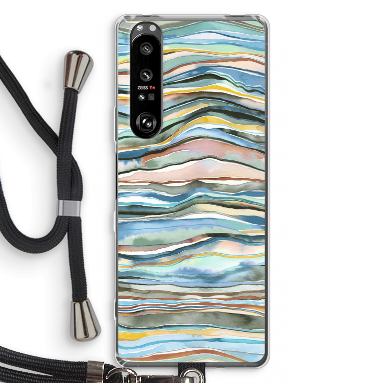 Watercolor Agate: Sony Xperia 1 III Transparant Hoesje met koord